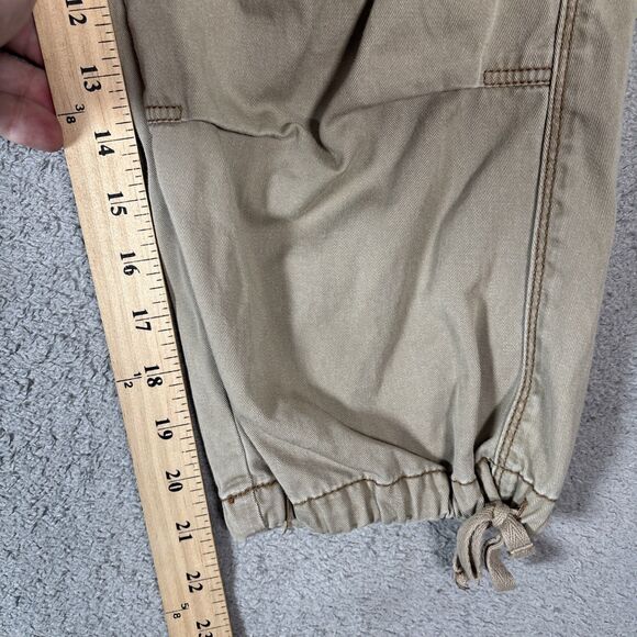 Polo Jeans Co Ralph Lauren Cargo Capris Women Size 32x21 Khaki Tie Ankle Utility - Picture 7 of 14